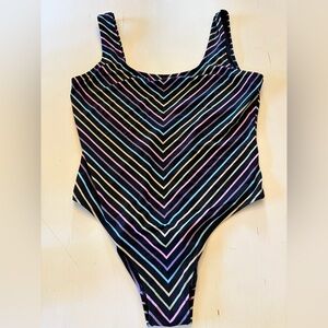 PINK Victoria's Secret Striped One Piece - Black, Blue, Pink, Purple XXL NWT
